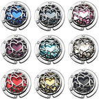 Multiple Hearts Style Premium Foldable Handbag Bag Purse Hanger Table Hook Holder (Gray)