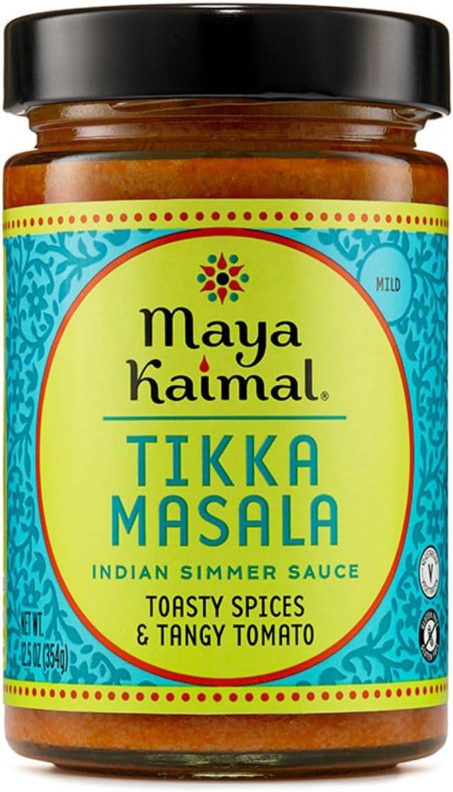 Maya Kaimal Tikka Masala Sauce, Mild Indian Simmer Sauce with Tomato and GaramMasala Spices. Vegetarian, Gluten Free, 12.5 oz