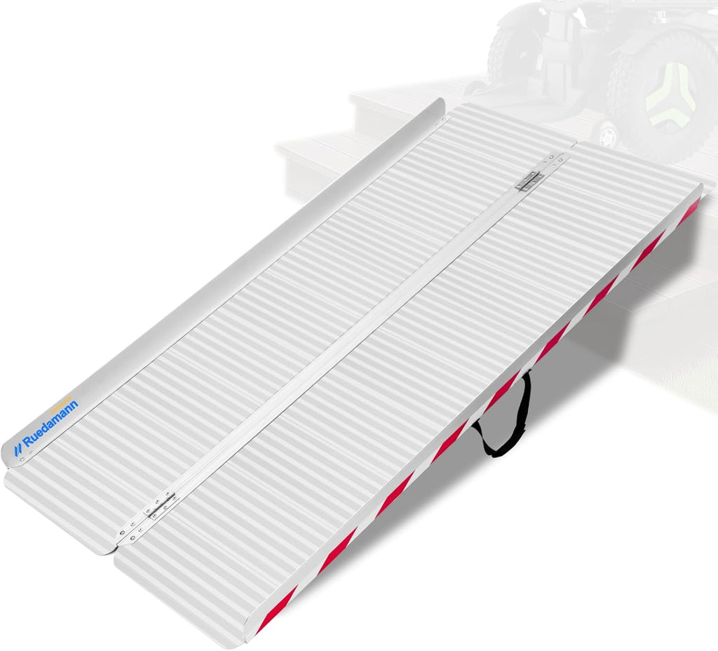 Ruedamann 6FT x 33.5" Extra Wide Electric Scooter ramp Wheelchair ramp for Doorways, Lightweight with Handle 800Lbs, Non-Slip Foldable Threshold Ramp for Heavy Wheelchair for Curb, Steps and Stairs