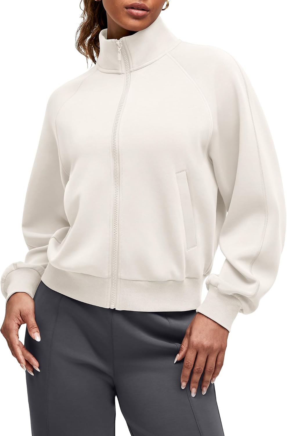 G4Free Smoofit Modal Soft Women's Zip Up Jackets Loose Fit Mock Neck Casual Tops with Pockets