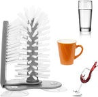 Jerliflyer Wall Suction Cup Washing Brush, Bar Glass Washer for Sink with Strong Base 360° Cleaning Cups Bottles Brush (Gray)