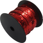100 Yards Flat Sequin Trim Glitter Sequin Strip, 6mm Paillette Ribbon Metallic Sequins String for Crafts/Sewing Dresses Costumes(Red)