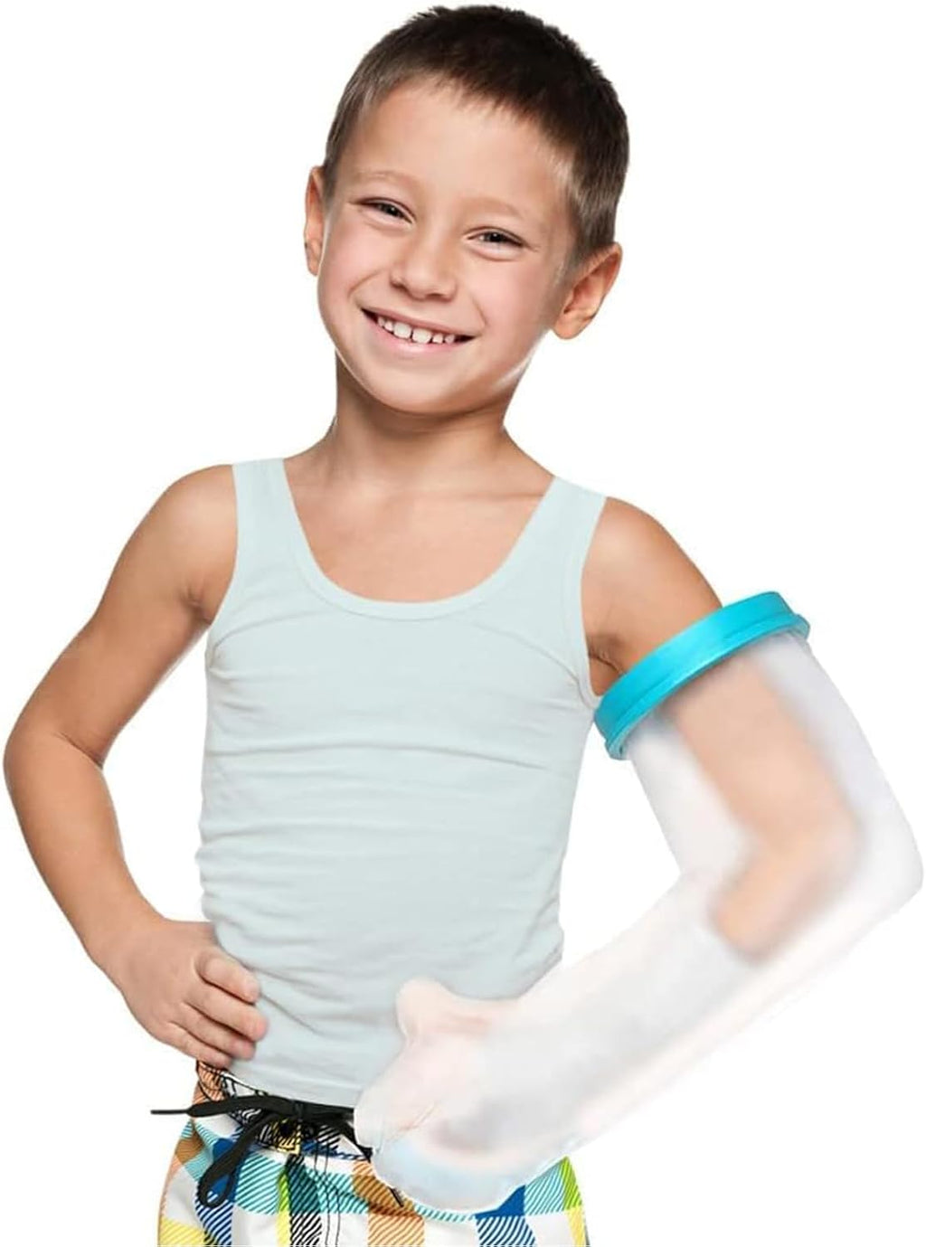 Kids Cast Covers for Shower Arm Teens Waterproof and Watertight Cast Bandage Protector Bag for Broken Surgery Wound Arm, Hands, Wrists, Elbow, Fingers, Reusable Keeps Bandage Dry (L)