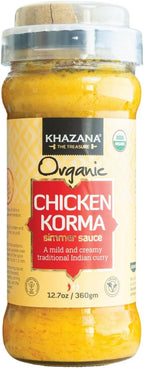 Khazana ORGANIC Chicken Korma Indian Simmer Sauce - 12.7oz Jars | Non-GMO, Vegan, Gluten Free, Kosher | Authentic Indian Meals Made Easy at Home!
