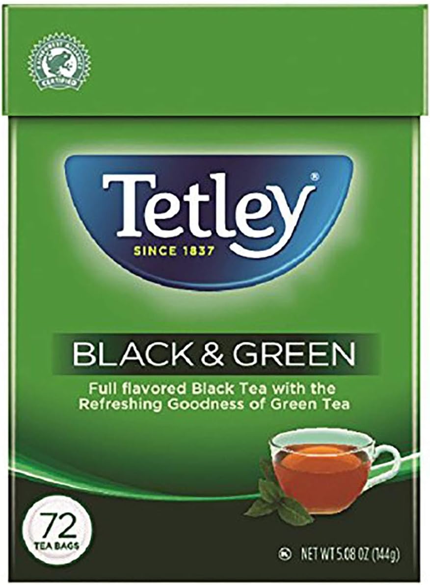 Tetley Teabags, Black and Green, 72 Teabags (Packaging may vary)