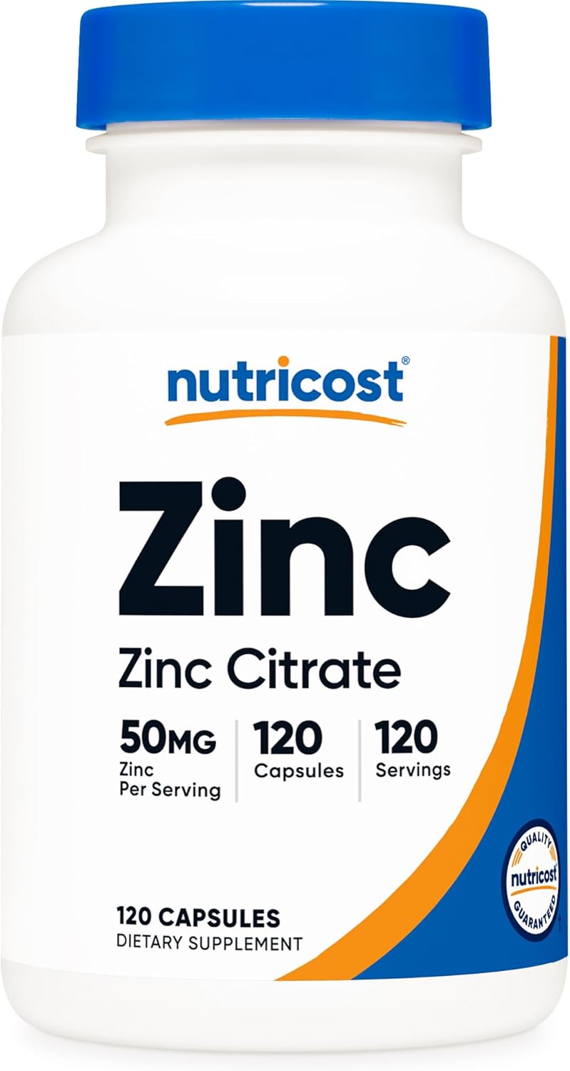Nutricost Zinc Citrate (50 mg) 120 Capsules - Zinc Citrate Supplement for Men & Women, Vegan