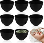 8 Pcs Silicone Facial Mask Mixing Bowl Face Mask Bowl for Women Cosmetic Mixing DIY Skin Care - Black