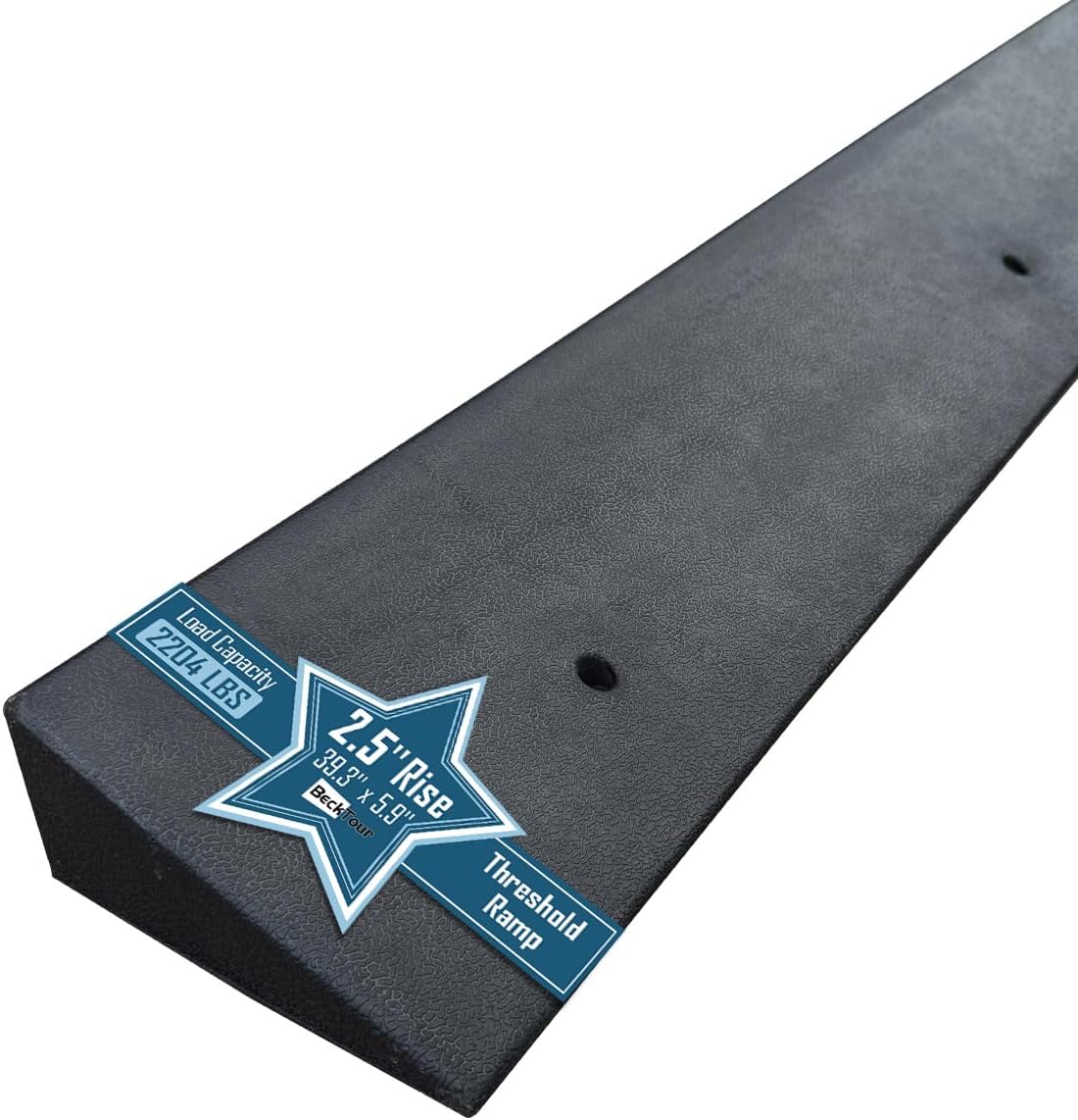 2.5'' Rise Rubber Threshold Ramp - 2204 LBS Capacity, Non-Slip, Cuttable & Adjustable - Handicap Ramp for Wheelchair Scooter Stroller - Driveway Curb Ramps for Doorways 2.5" Rise (39.3"x5.9")