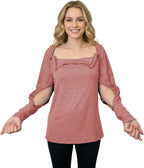Youdiao Women's Port Access Shirt with Easy-Open Arm Zipper Soft Long Sleeve Top for Chemo, Dialysis & Post-Surgery Recovery