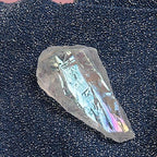 Acxico 5 Pcs Titanium Rainbow Aura Lemurian Quartz White Crystal Point Healing