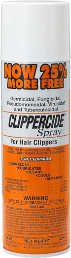 CLIPPERCIDE 5-in-1 Clipper Disinfectant Spray 15oz, 1 Pack | Cleans, Lubricates, Cools, Prevents Rust & Disinfects | Professional Clipper Spray for Barbers, Stylists & Pet Groomers | Made by BARBICIDE
