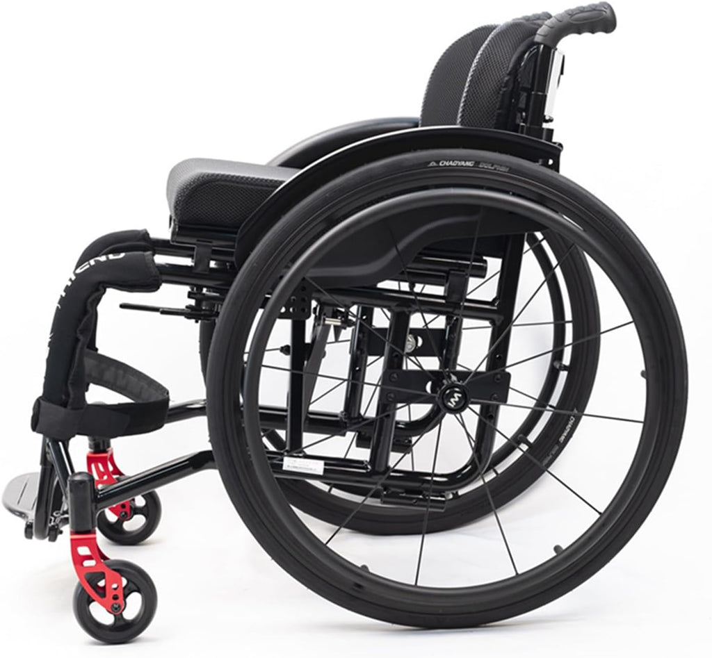 Sports and Leisure Wheelchairs for Adults,Portable Folding Sports Wheelchairs, Self Propelled Wheelchair with Handbrakes and Quick Release Rear Wheels & Anti-Tip Wheels(42cm/16.5in,Black)