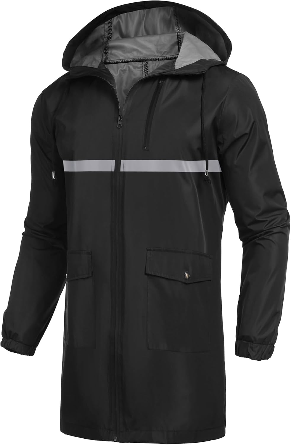 COOFANDY Men's Long Raincoat Ligtweight Rain Jacket Waterproof Outdoor Jackets with Hood