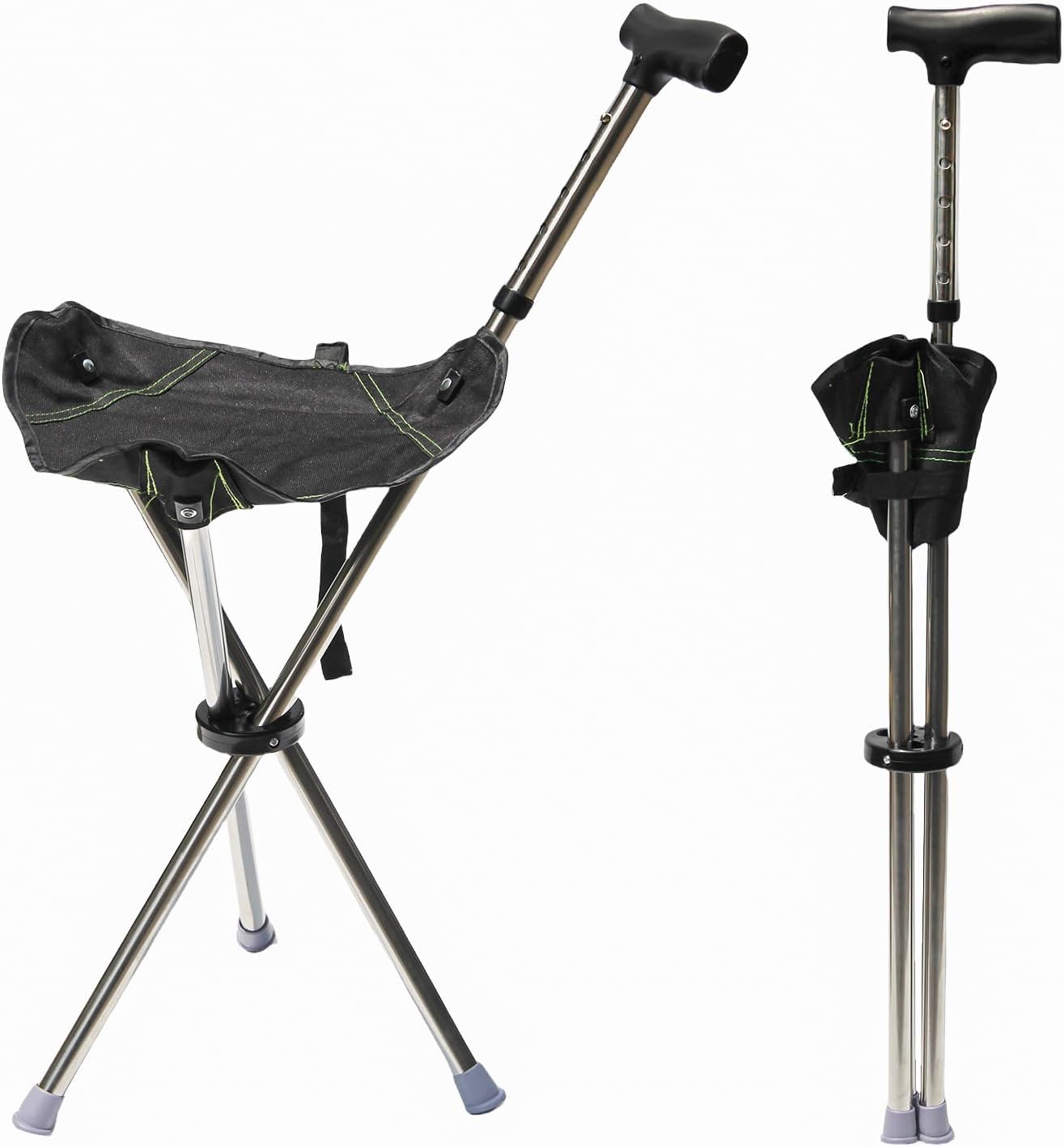 FATTCHIAR Walking Cane with Seat, Adjustable Height 34"-38" Cane Chair Capacity 220lbs, Folding Lightweight Portable Stool for Adults Seniors