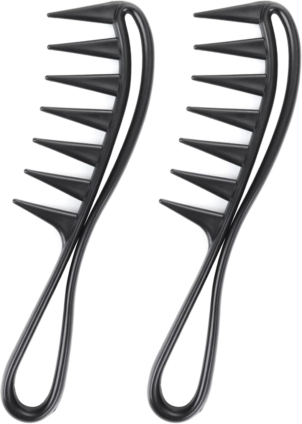 WLLHYF 2 Piece Wide Tooth Comb Curling Shark Combs Hair Styling Accessories Professional Salon Afro Coarse Comb Anti-Static Durable Hairdressing Tool for Men Women Styling Black