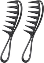 WLLHYF 2 Piece Wide Tooth Comb Curling Shark Combs Hair Styling Accessories Professional Salon Afro Coarse Comb Anti-Static Durable Hairdressing Tool for Men Women Styling Black