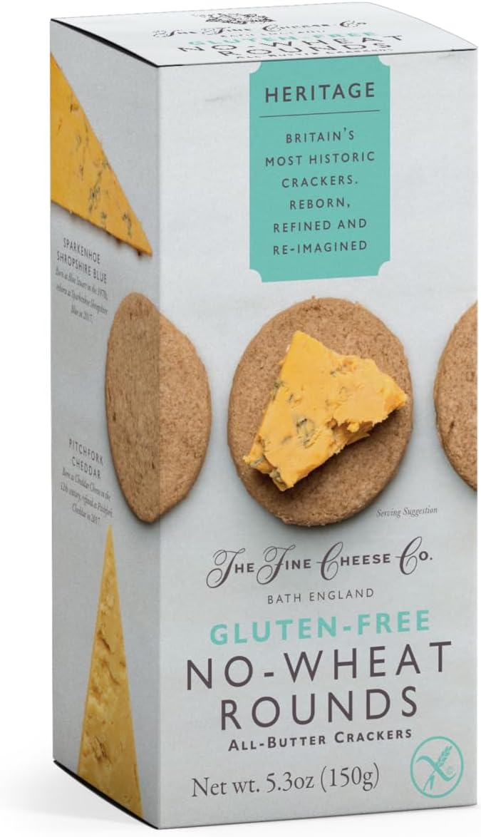 The Fine Cheese Co. No-Wheat Rounds | Gluten-Free Crackers | Imported from England | 5.3 oz
