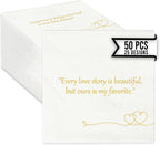Wedding Napkins 50 Pcs – 25 Different Marriage Quotes - Wedding Cocktail Napkins with Funny Quotes, Shower, Love, Just Married Celebration