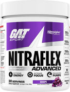 GAT SPORT, Nitraflex Advanced Pre-Workout Powder, Increases Blood Flow, Boosts Strength and Energy, Improves Exercise Performance (Grape, 30 Servings)
