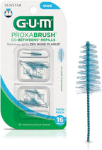 GUM Proxabrush Go-Betweens Refills - Wide - Compatible with GUM Permanent Handle - Reusable Interdental Brushes - Soft Bristled Dental Picks, 16 Count