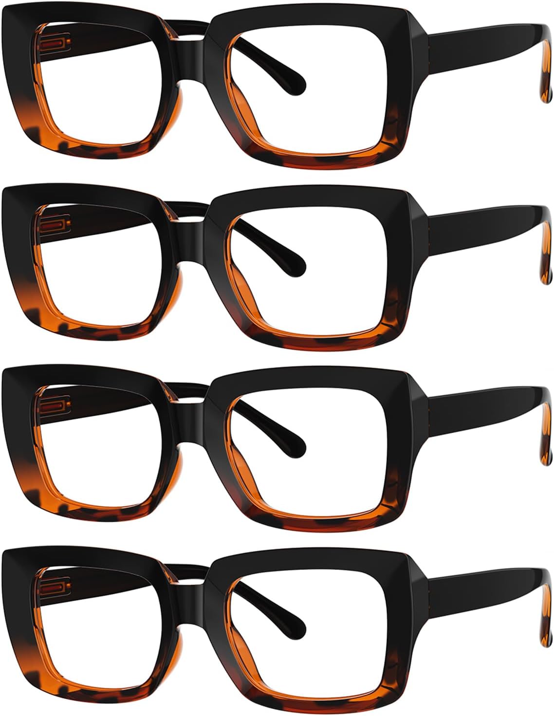 Eyekepper 4 Pack Stylish Reading Glasses Women - Oversized Square Readers Black/Tortoise