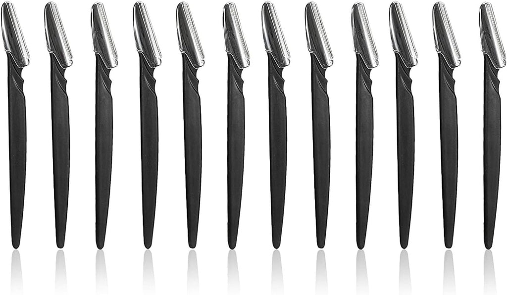 Men's Touch Up Razors for Mustache, Beard (Black, 5.8 Inches, 12 Pack)