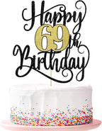 happy 69th birthday cake topper， 69 birthday party cake decorations