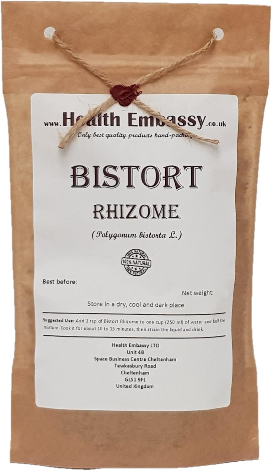 Health Embassy Bistort Rhizome | Polygonum Bistorta L | Herbal Tea (100g)