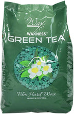 Waxness Film Hard Wax Beads Green Tea 2.2 lb (1 kg) – Stripless Professional Hard Wax with Green Tea Scent for Face & Body, Smooth Application – Made in Italy