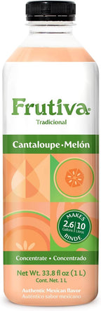 Frutiva Authentic Cantaloupe Drink Mix | Made in Mexico with Cane Sugar | Aguas Frescas Concentrate Makes 2.6 Gallons | No High Fructose Corn Syrup | Perfect for Drinks, Desserts & More