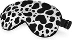 Cow Pattern Sleep Eye Mask Eye Cover Brown White Black Milk Chocolate Animal Spot Fur Silk Eye Mask for Sleeping with Adjustable Strap for Travel Nap Shift Work Office