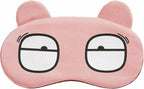 Soft Sleep Mask, Plush Cartoon Animal Eye Cover with Padded Light-Reducing Shape and Stretchy Elastic Strap for Travel, Naps, Meditation, and Home Rest, Pink