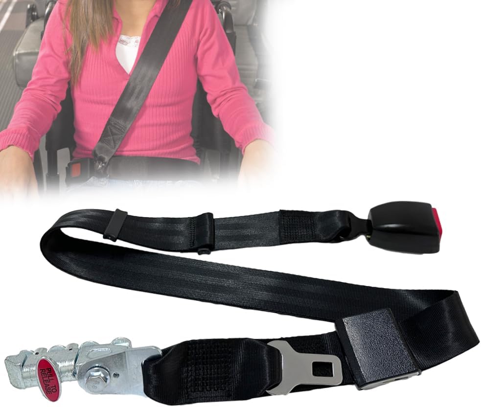 Wheelchair Tie Down Seat Belt Fits L-Track, Wheelchair Shoulder Strap System for Elderly Disabled with Forged Quattro Stud Fitting