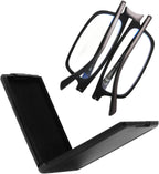 SKYOAK Evolved Folding Reading Glasses For Women Men Blue Light Blocking Anti UV Eyestrain Foldable Portable Compact Readers with Flat Hard Case Pocket Computer glasses 2.0 BLACK