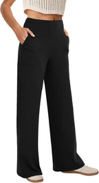 COPYLEAF Wide Leg Pants Woman High Waist Yoga Pants with Pockets Loose Stretch Dress Work Sweatpants Casual Lounge
