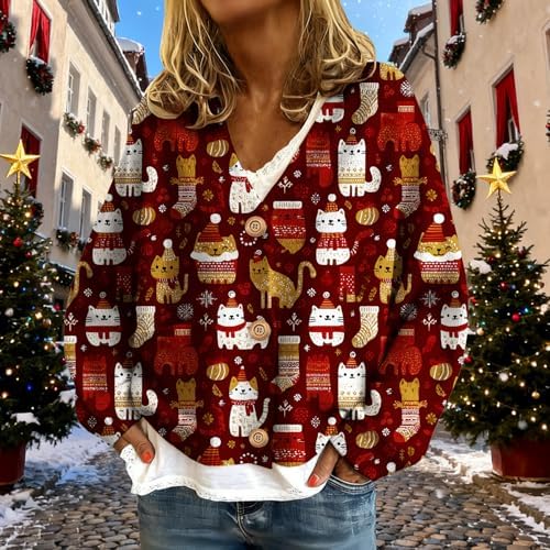 Womens Christmas Cardigan Sweaters Trendy Funny Cardigans Fall Cropped Jacket Oversized Long Sleeve Outfits