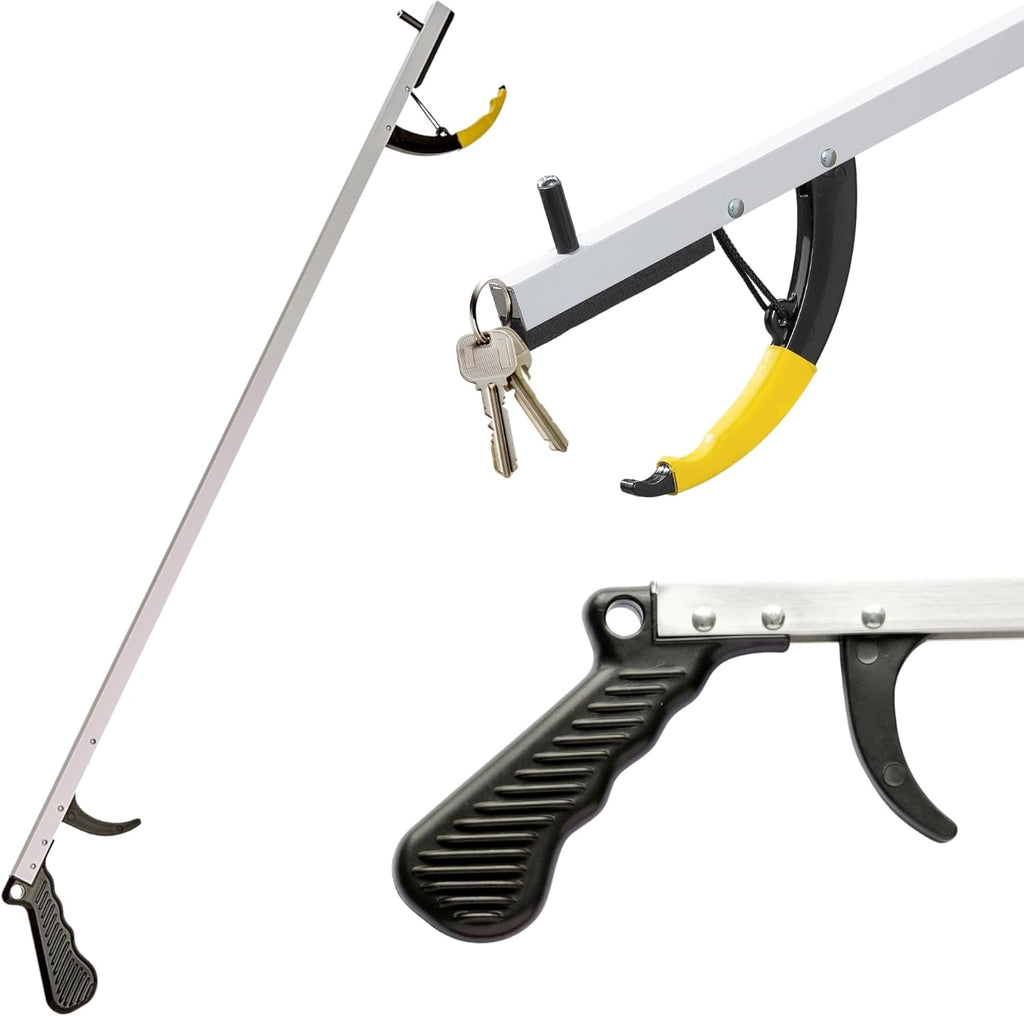 Sammons Preston Reacher, 32" Lightweight Grabber Reacher Tool with Magnetic Tip, Ergonomic Grip & Claw Jaw, Portable Reaching Aid for Seniors, Daily Living & Home Use, Standard Silver