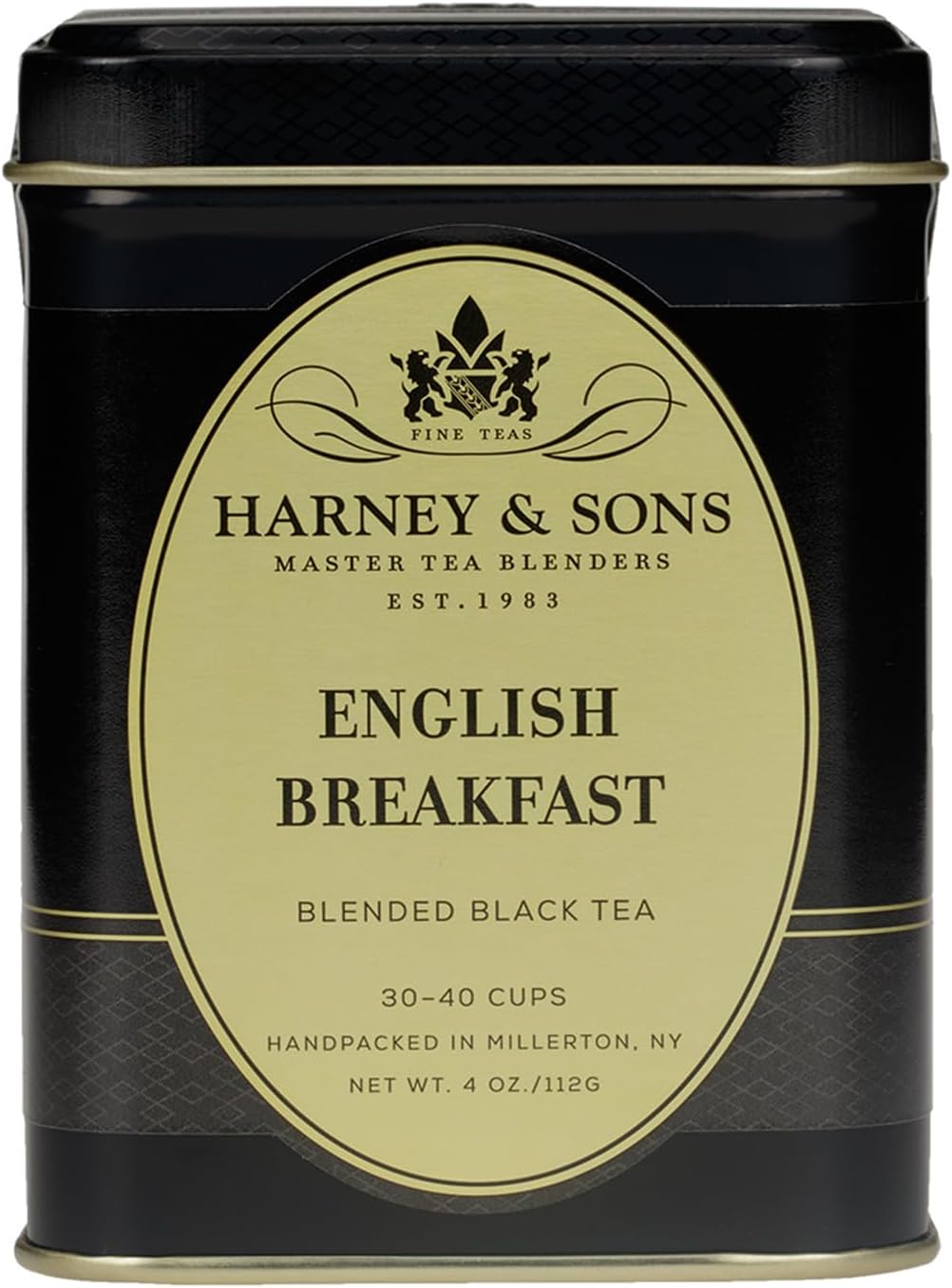 Harney and Sons English Breakfast Loose Black Tea – 4oz Loose Leaf Tin, Pure China Keemun, Bold, Full-Bodied Flavor, Great for Hot, Iced, or Teapot Brewing, Caffeinated