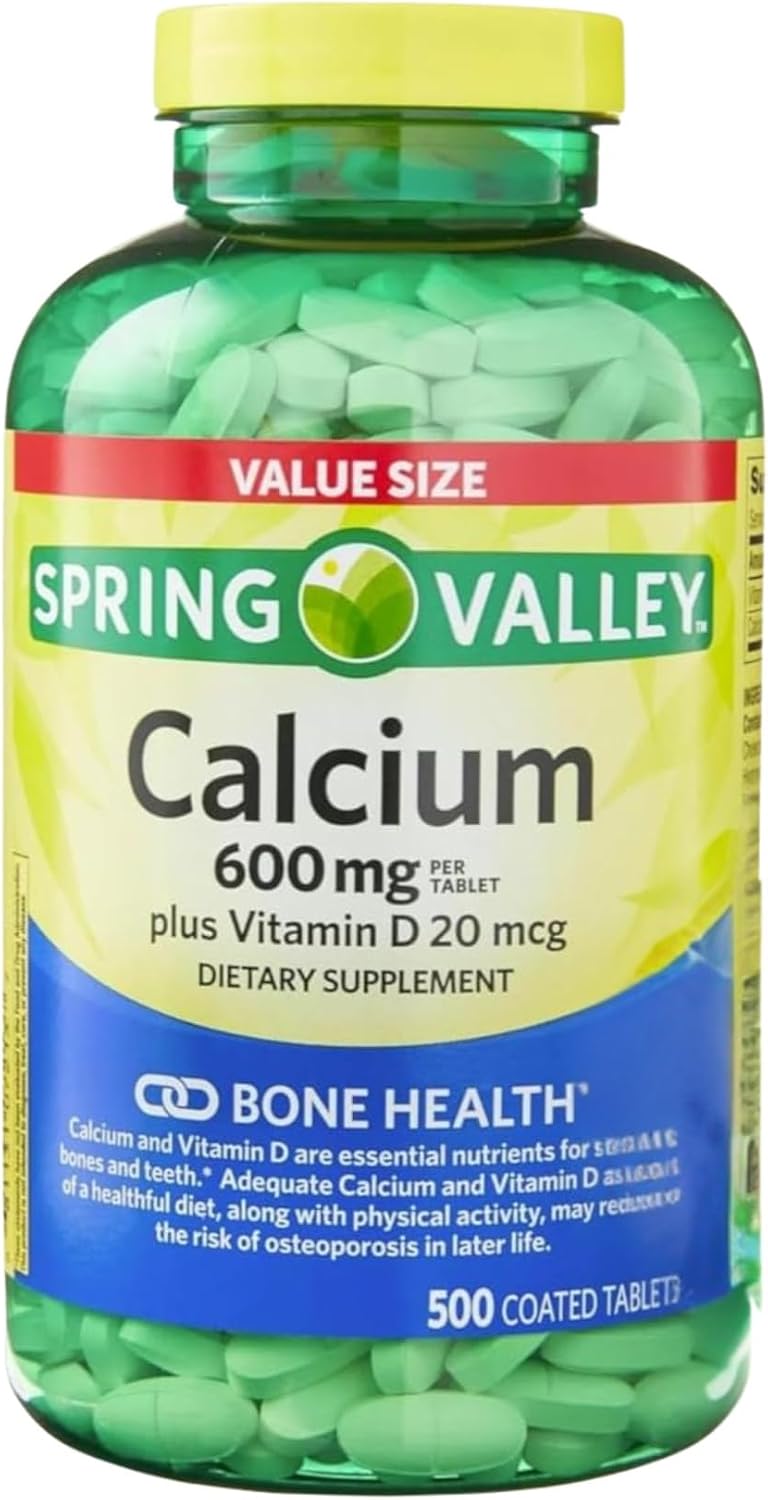 Calcium Supplement for Women and Men – 600 mg Calcium with Vitamin D3, Essential Bone Health Support, 500 Tablets Per Bottle for Over 8 Months (250 Days) of Supply (Pack of 1)