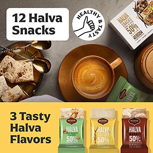 Variety Pack of Halvah Marble, Vanilla, and Walnut Israel Candy Bars– Vegan-Friendly, Certified Kosher Snacks with No Dairy or Gluten by Achva, 25 g. Each (2 Pack)