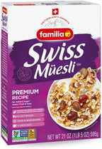 Familia Swiss Muesli Cereal, Premium Recipe with Spelt Flakes, Krispies, Fruit and Nuts, 0g Added Sugar, 21 Ounce (Pack of 6)