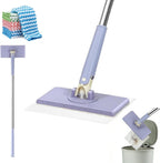 Snap Grip Mini Mop,Cloth Changing Mini Mop,35inch Long Handle Mopping Stick,360° Swivel Head,Dry and Wet Use,Ideal for Tight Corners,Tile,and Hardwood(Purple,6 Cloth)