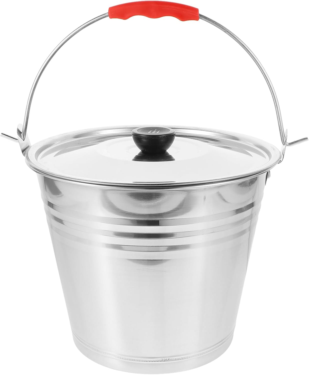 Garneck 2 Gallon Stainless Steel Bucket - Milk Pail Ice Bucket - Stainless Steel Bucket with Handle + Lid Cover - Milk Pitcher Water Kids Drinks Household Ice Container Fireplace Child Flowerpot
