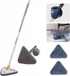 2023 New 360° Rotatable Adjustable Cleaning Mop with 2 Mop Replacement Heads, Triangle Cleaning Mops for Walls and Ceilings, Microfiber Ecloth Wet and Dry for Bathroom Floor Wall Bed Bottom (White)