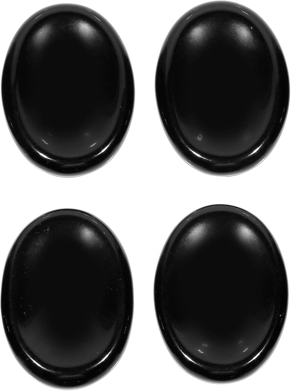 mookaitedecor Oval Shape Thumb Worry Stone Pack of 4, Polished Pocket Palm Gemstone for Anxiety Crystal Therapy Meditation Balancing, Black Obsidian