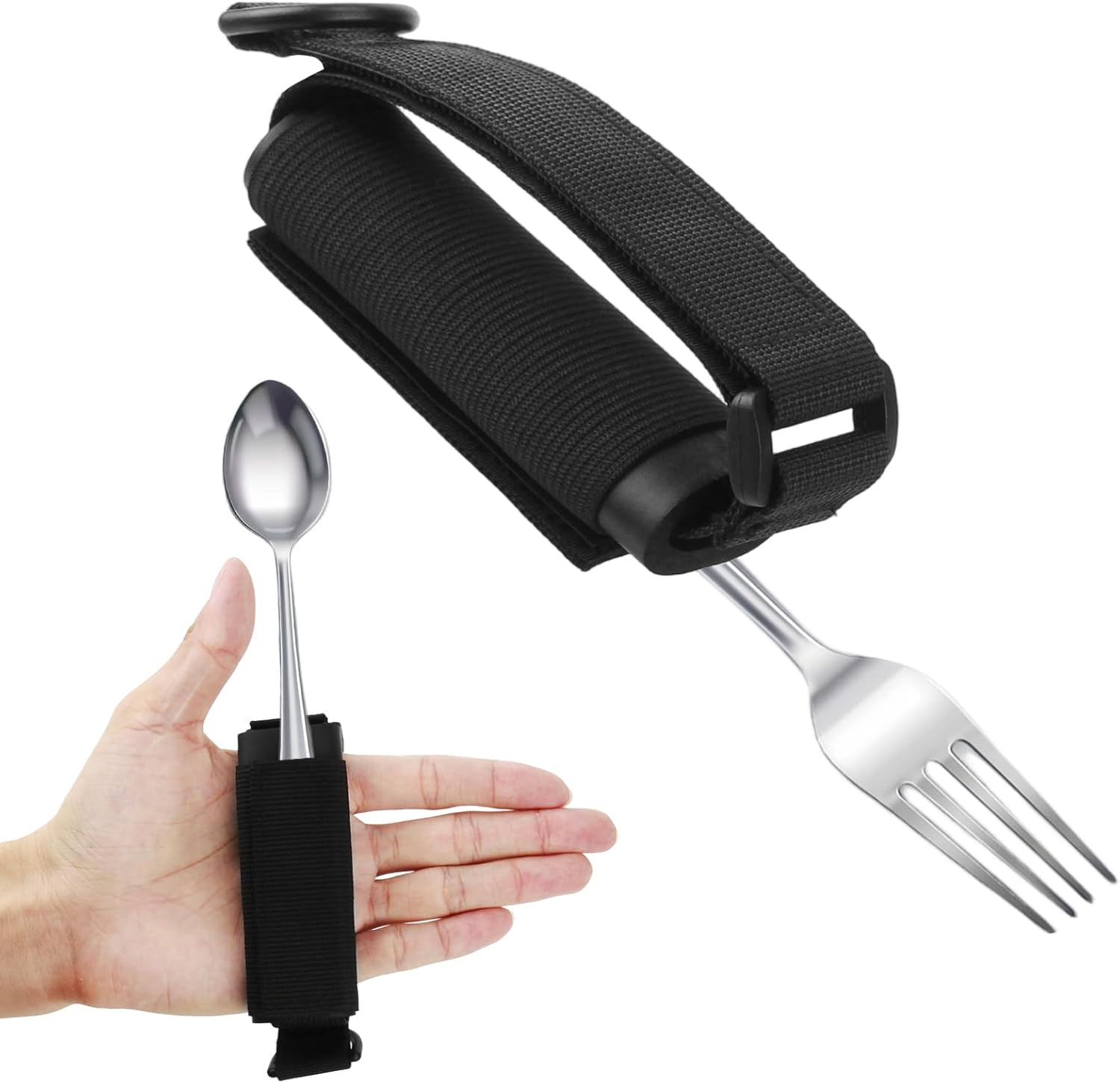 Universal Cuff Adjustable Utensil Holder Strap, Useful Adaptive Utensils Aids for Parkinsons Patients and The Disabled with Weak Grip to Hold Cutlery, Pens