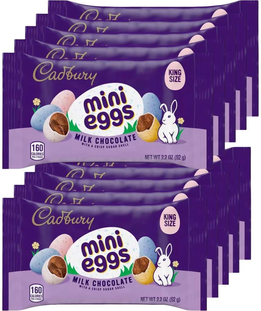 CADBURY MINI EGGS Milk Chocolate with Crisp Sugar Shell Easter Candy, 1.5 Pounds, 10 Bags
