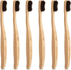 Virgin Forest Bamboo Toothbrush, Natural Eco Friendly Biodegradable Charcoal Tooth Brushes, Pack of 6