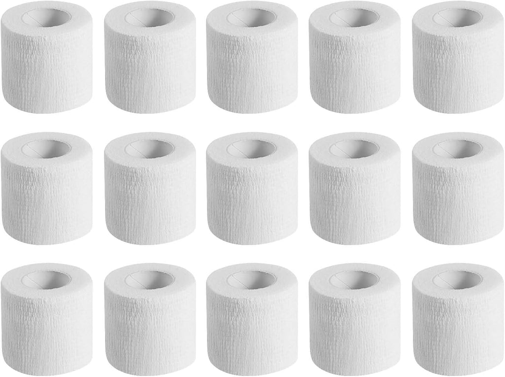 15 Pack 2 Inch x 5 Yards White Self Adhesive Bandage Breathable Cohesive Bandage Wrap Rolls Elastic Self-Adherent Tape for Stretch Athletic, Sports, Wrist, Ankle
