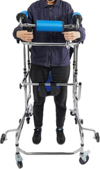 Floorstanding Adult Walker,Seniors Walking Aid Hemiplegia Rehabilitation Standing Frame, Standing Walker Lower Limb Training for 59.06-70.87in Mobility-impaired People